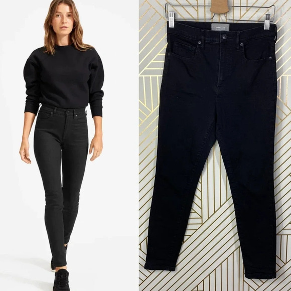 Everlane The High-Rise Skinny Ankle Jeans in Black Denim Size US 29 - Picture 1 of 12